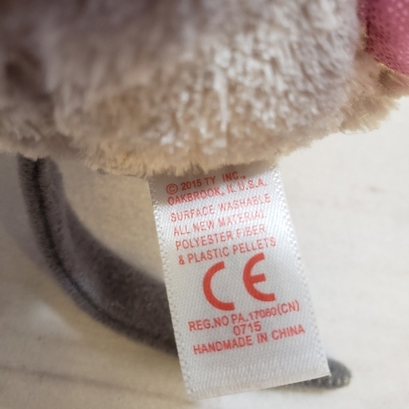 TY Beanie Boos Squeaker Mouse Plush Stuffed Toy 2015 Pink Glitter 6 Inch - Picture 6 of 7